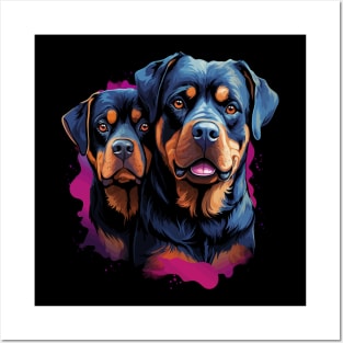 Rottweiler Couple Valentine Posters and Art